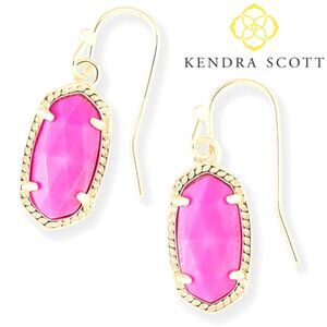 NWOT Kendra Scott Lee Gold Plated Magenta Magnesite Drop Earrings